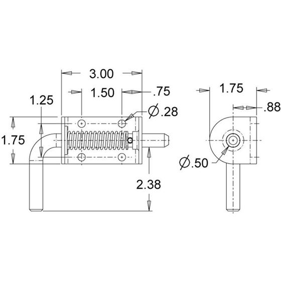 B2595 Zinc Short Spring Latch Assembly Drawing