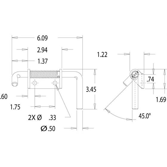 1/2" Right Hand Spring Latch Assembly Draw