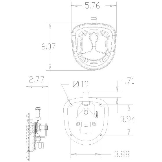 LL9000 Black Die Cast Single Point Chrome T Handle Latch Drawing