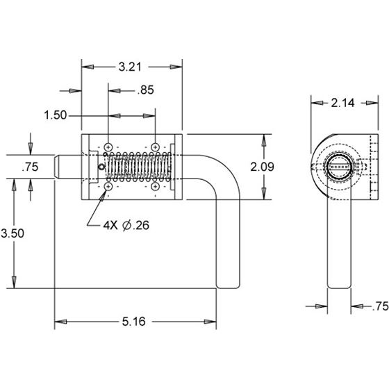 3/4" Heavy Duty Spring Latch Assembly Drawing